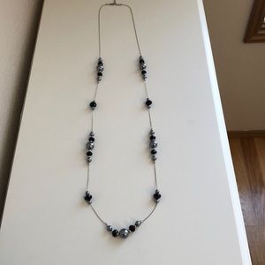 Long gray and black necklace